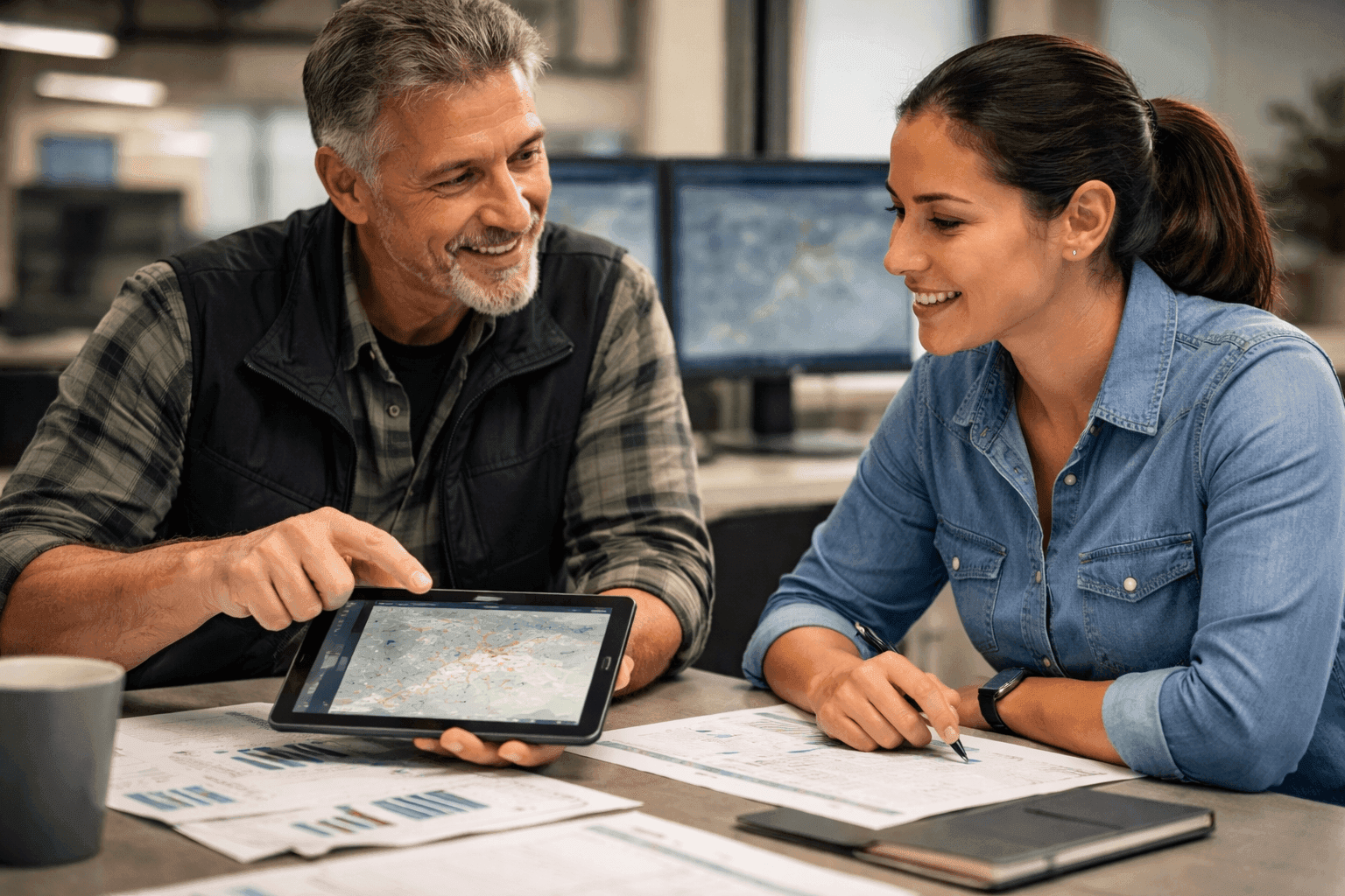 Claims team reviewing data together
